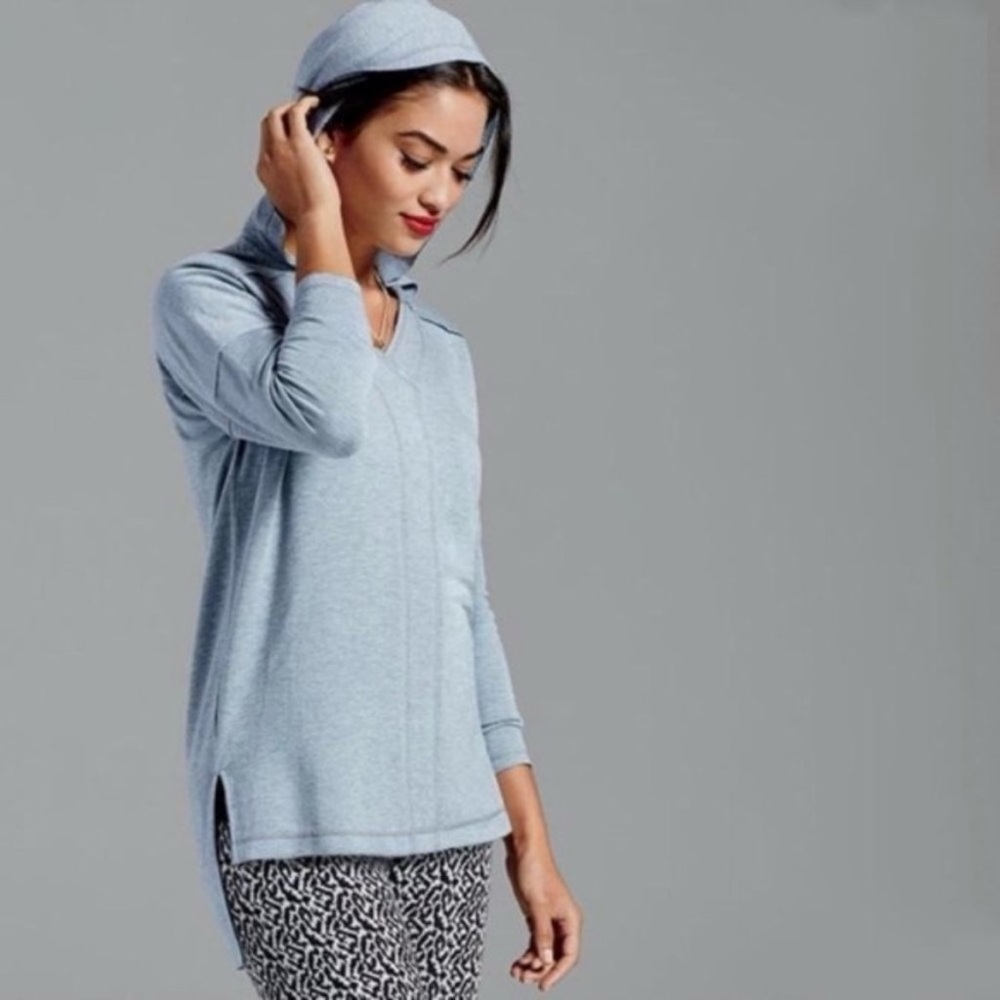 CABI 3129 Easy Hoodie Step Hem Slate Blue Pull Over Hoodie Size XS